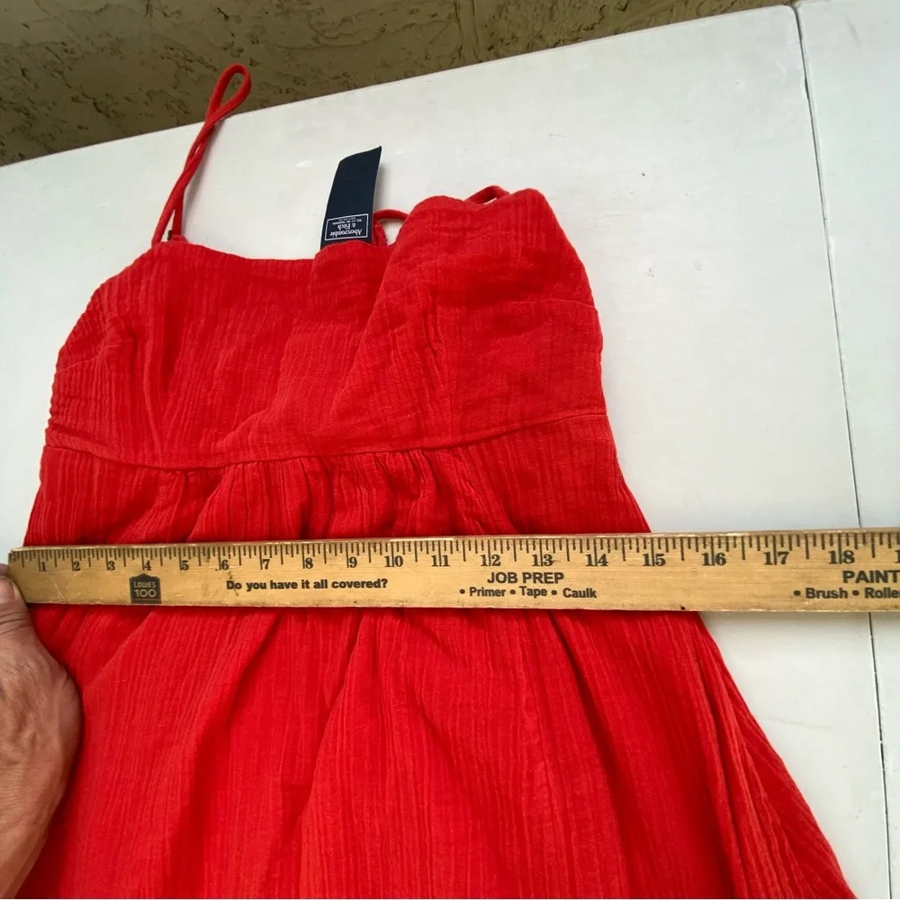 Red Gauze Maxi Dress Boho Cottagecore Sundress Small NWT Summer Abercrombie